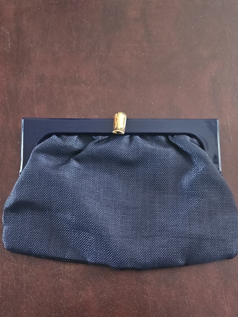 Classic Navy Evening Clutch with Gold Frame
